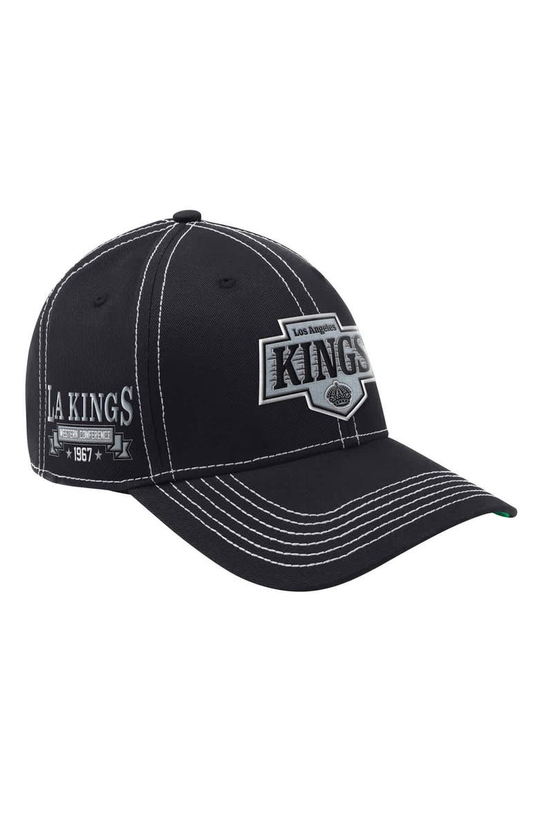 STARTER Men's Starter Black Los Angeles Kings Sphere II Curved Starfit Adjustable Hat, Main, color, Black