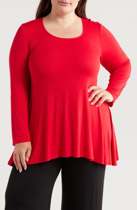 Swing Asymmetric Hem Tunic Top (Plus)