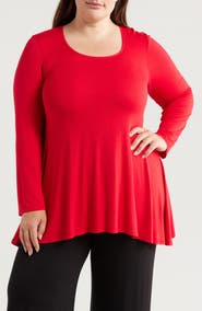 24seven Comfort Apparel Swing Asymmetric Hem Tunic Top