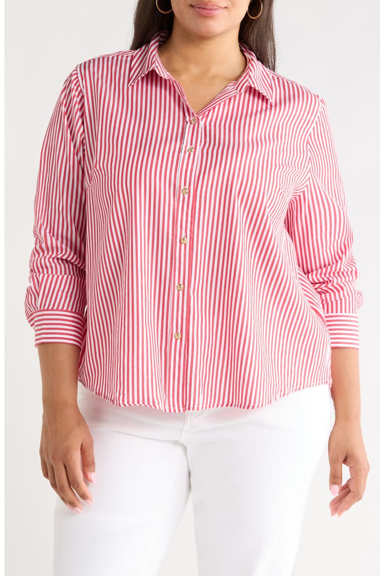 Bentley Stripe Cotton Button-Up Shirt, Main, color, RED TIGER