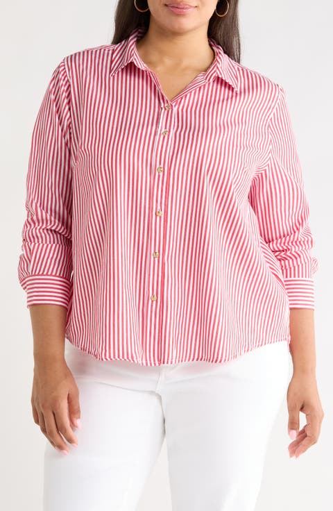 Bentley Stripe Cotton Button-Up Shirt (Plus)
