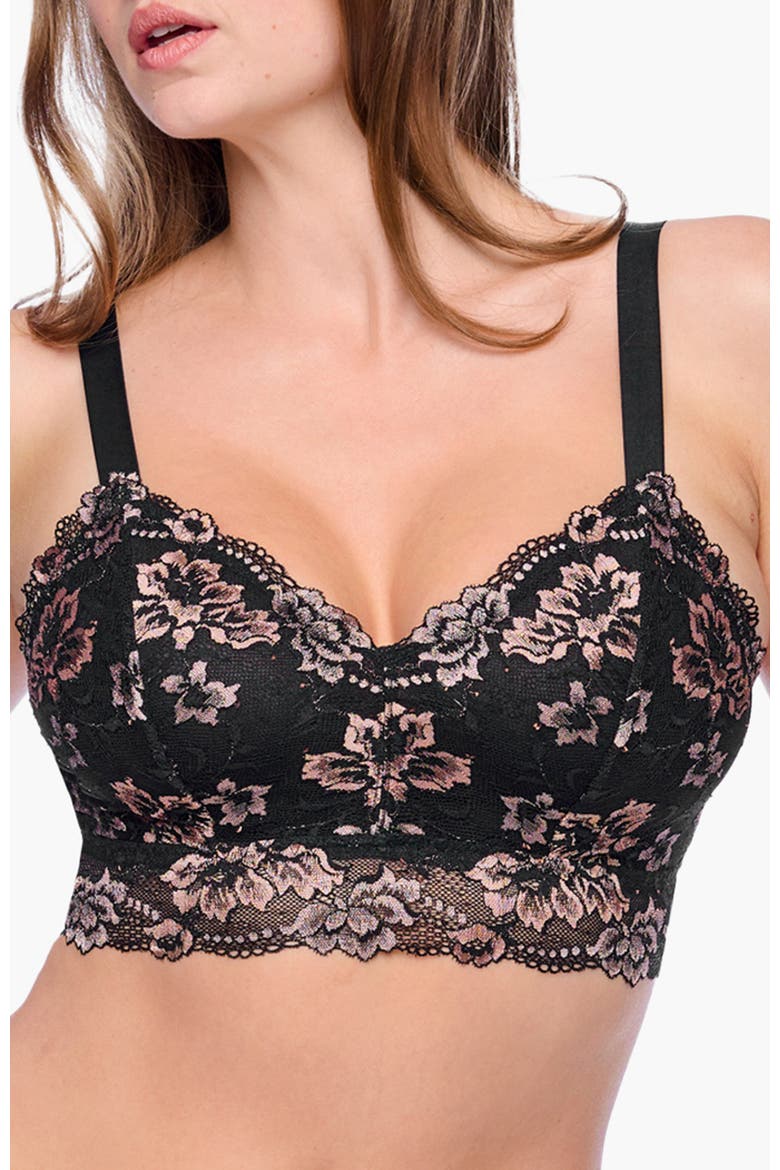 Savona Curvy Longline Bralet, Main, color, Black/Mandorla