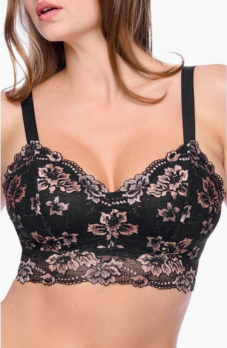 Cosabella Savona Curvy Longline Bralet, Main, color, Black/Mandorla