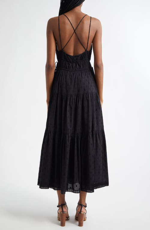 Ulla Johnson Freya Circle Jacquard Tiered Cotton Dress In Noir