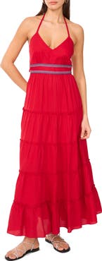 Vince Camuto Halter Neck Tiered Maxi Dress