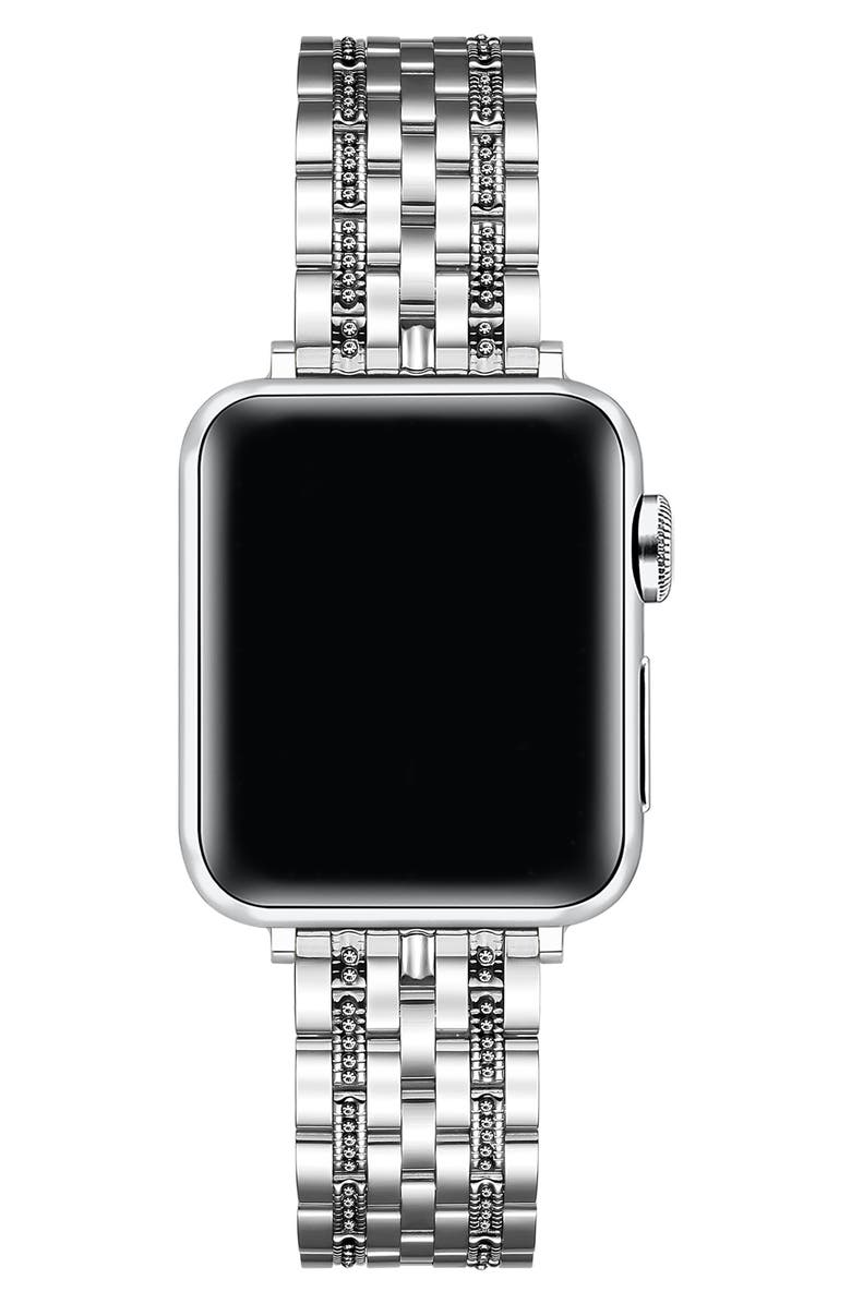 Posh Tech Remy Rhinestone & Stainless Steel Apple Watch<sup>®</sup> Watchband, Alternate, color, Silver