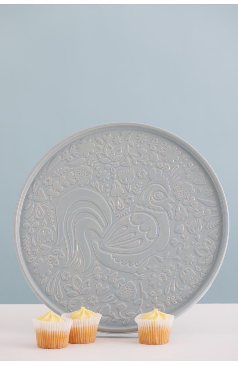 MASON CASH Home to Roost Round Platter, 12-Inch, Alternate, color, Blue