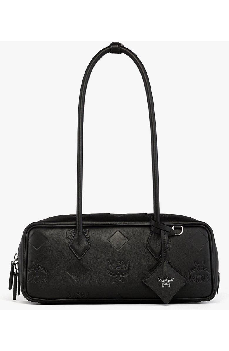 MCM Small Aren East West Shoulder Bag in Maxi Monogram Leather, Main, color, Black