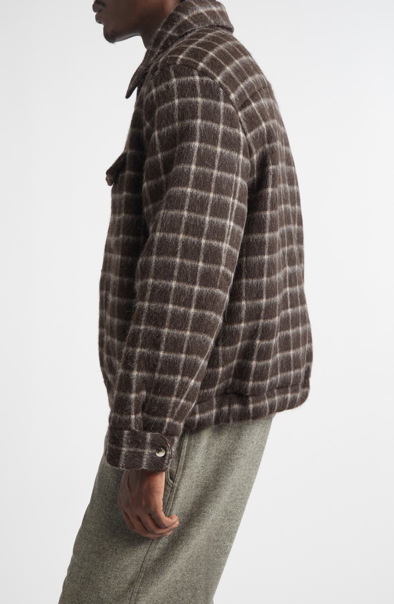 De Bonne Facture Student Windowpane Check Baby Llama Hair Blend Jacket, Alternate, color, Brown Windowpane Check