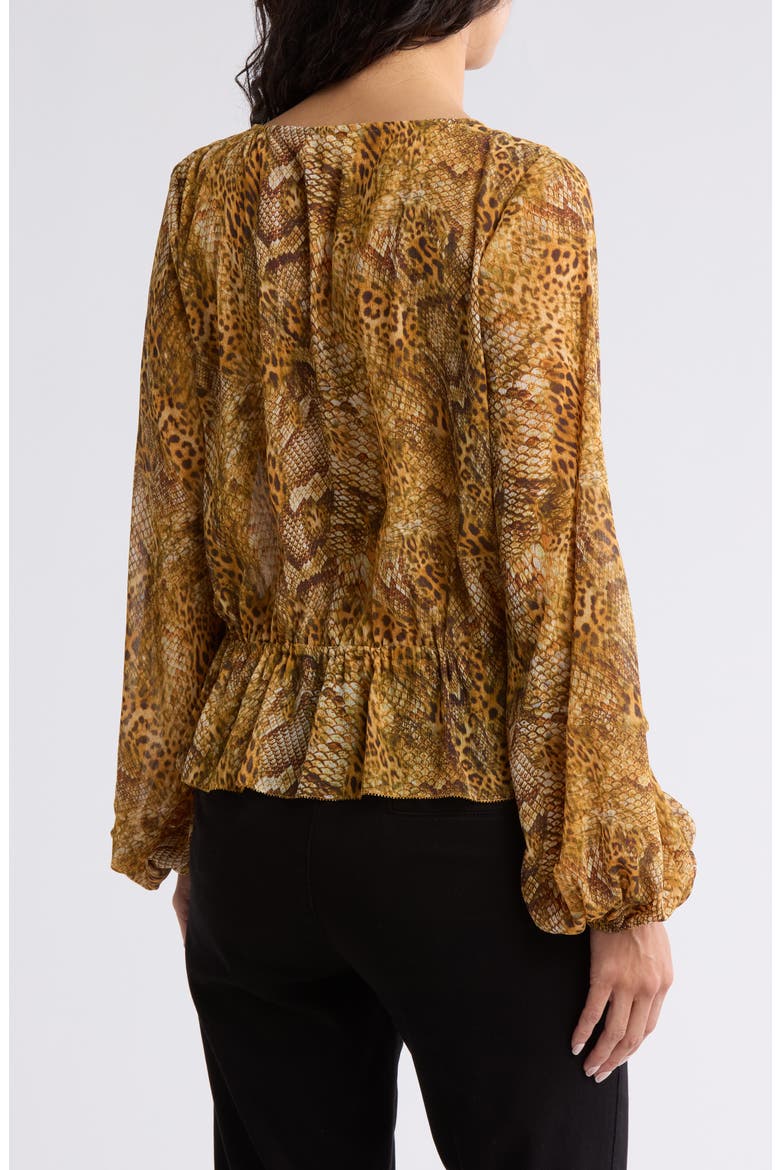 Pixie Drawstring Blouse, Alternate, color, GOLD MULTI MIX ANIMAL