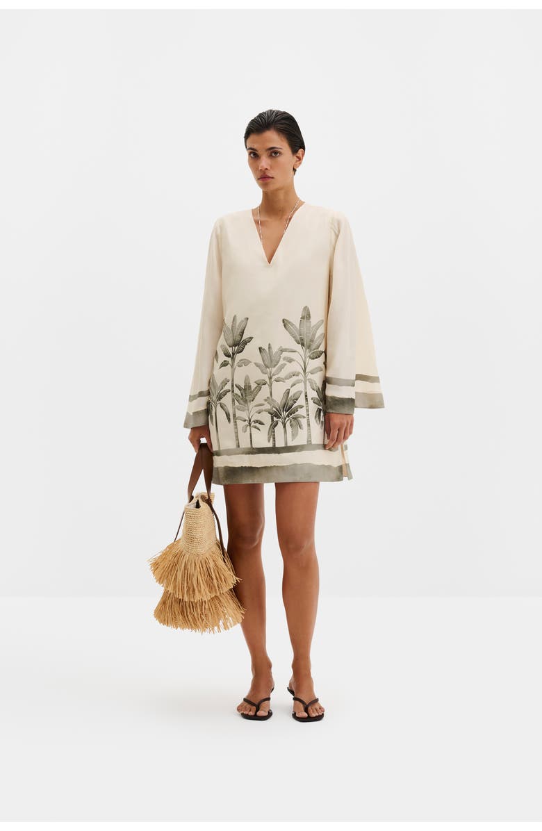 Malina Leonella V-Neck Tunic Mini Dress, Alternate, color, Palm