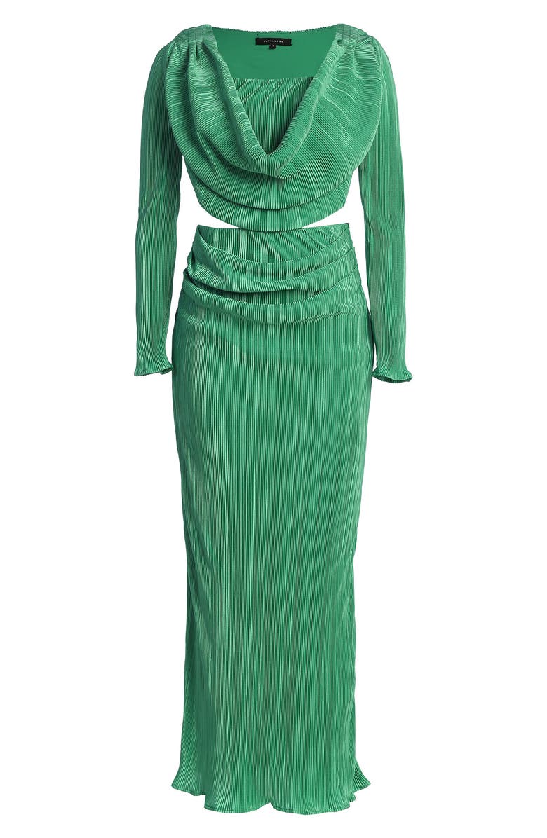 JLUXLABEL Haidyn Plissé Long Sleeve Crop Top & Maxi Skirt Set, Alternate, color, 