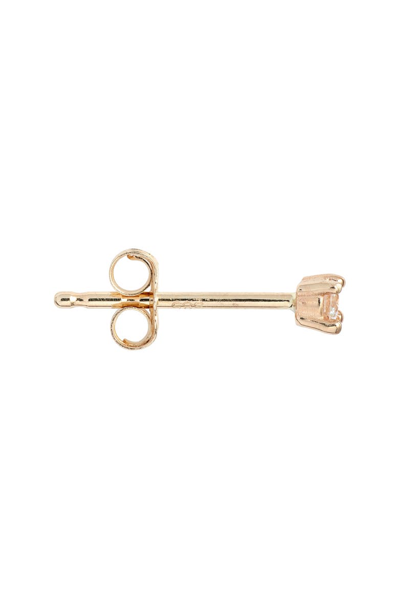 Classic Prong Single Diamond Stud Earring, 0.03ct, Alternate, color, YELLOW GOLD