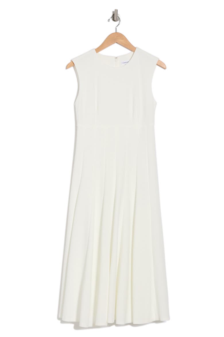 Scuba Crepe Fit & Flare Dress, Alternate, color, CREAM