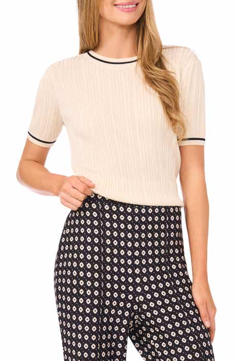 Lora Variegated Rib Short Sleeve Sweater