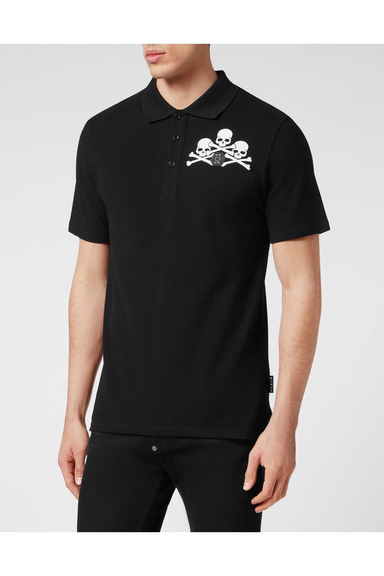 Polo Shirt Skull Men, Main, color, black