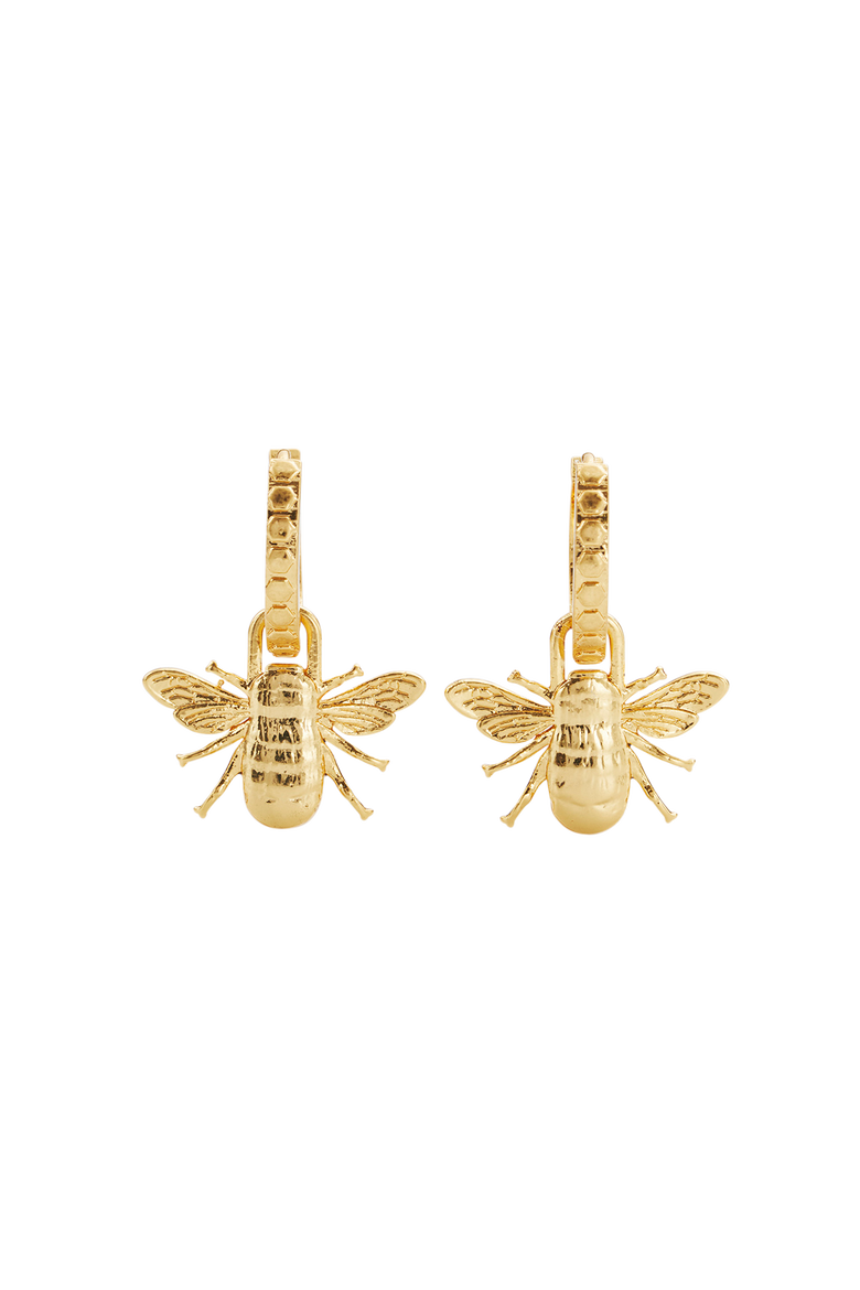 Honey Bee Hoop Earrings, Alternate, color, Gold