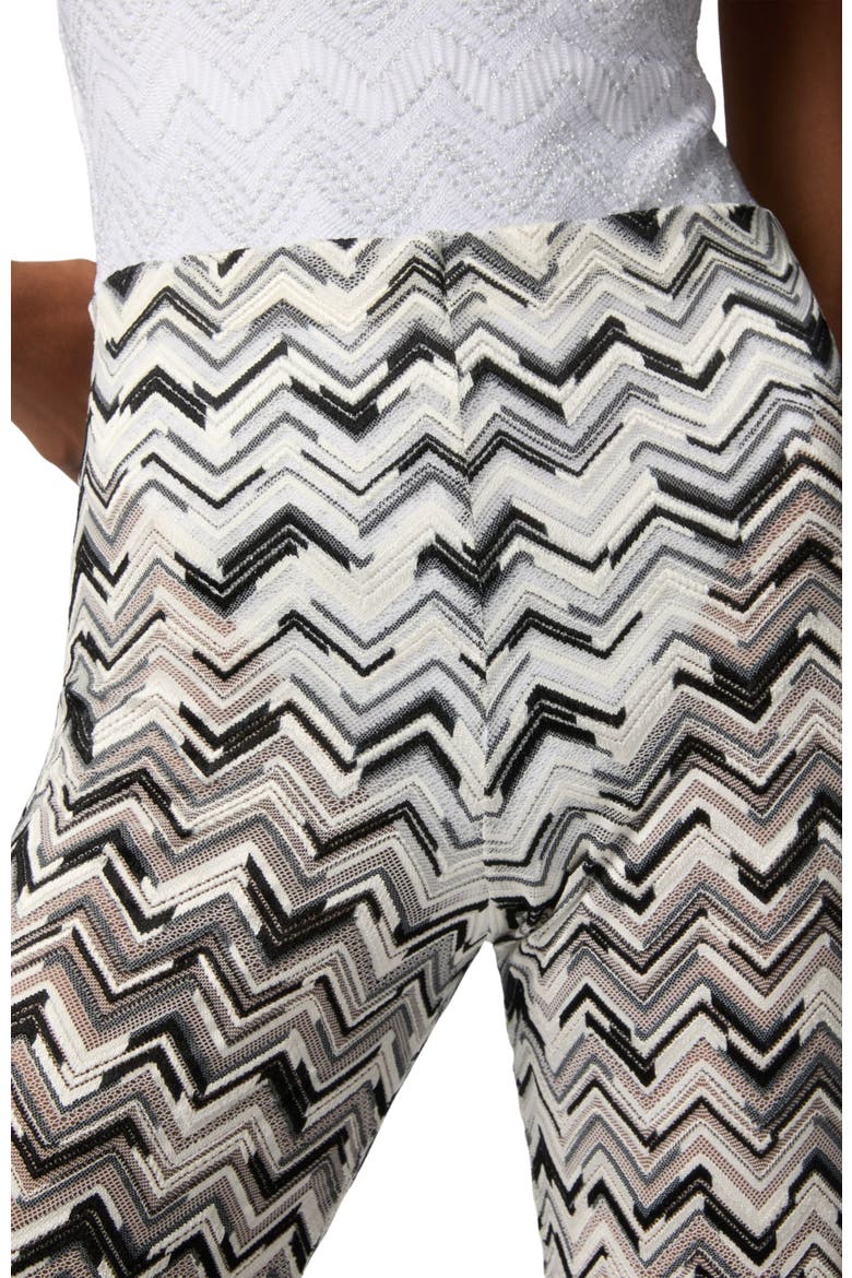 Flare Trousers In Slub Zigzag Viscose Blend, Alternate, color, Black