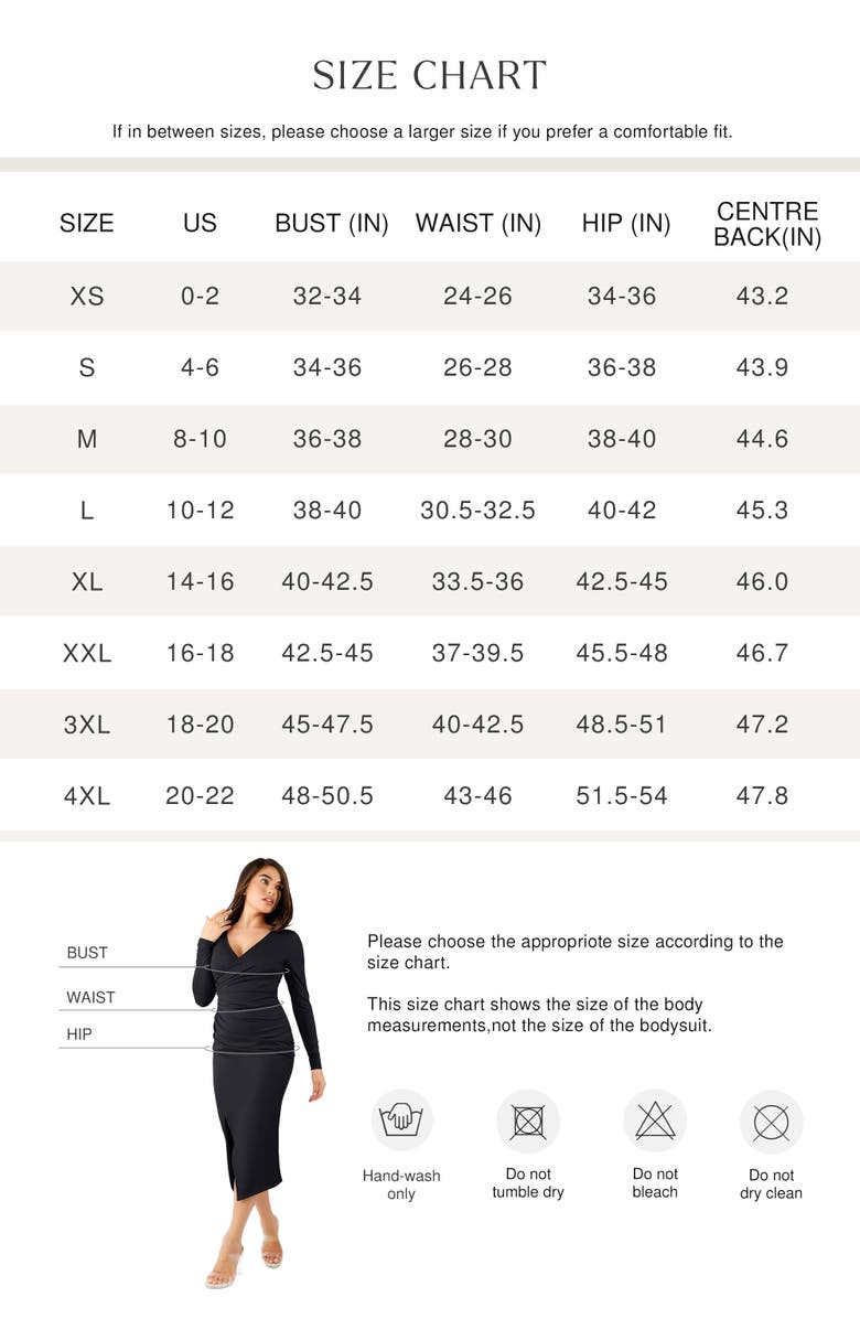 Popilush Shapewear Ruched Long Sleeve Faux Wrap Slimming Midi Dress, Alternate, color, Midnight Black