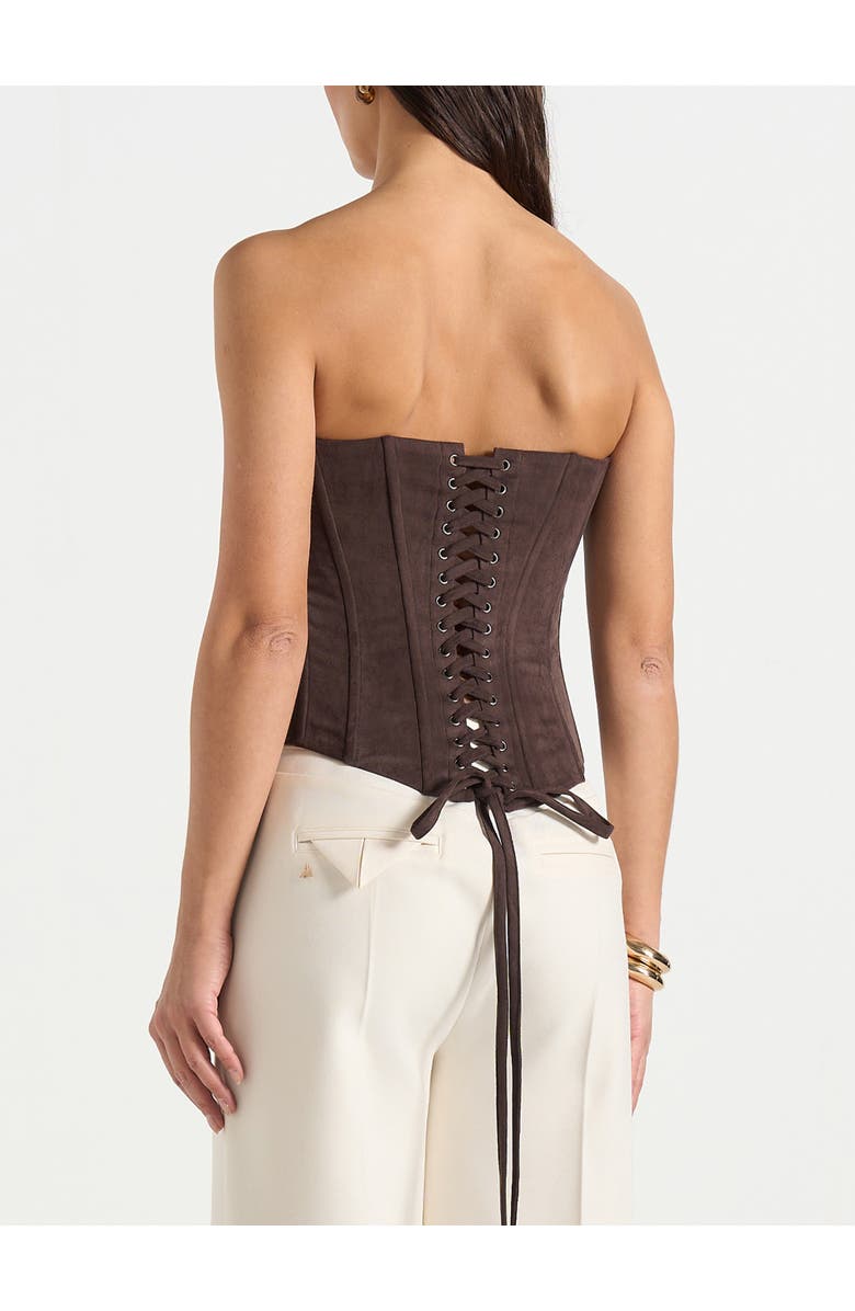 Manière De Voir Scarlett Suede Lace Up Corset, Alternate, color, Brown