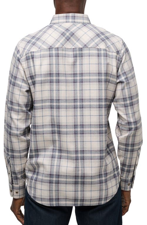 Travismathew Cloud Plaid Flannel Button-up Shirt In Oxford Tan/plum