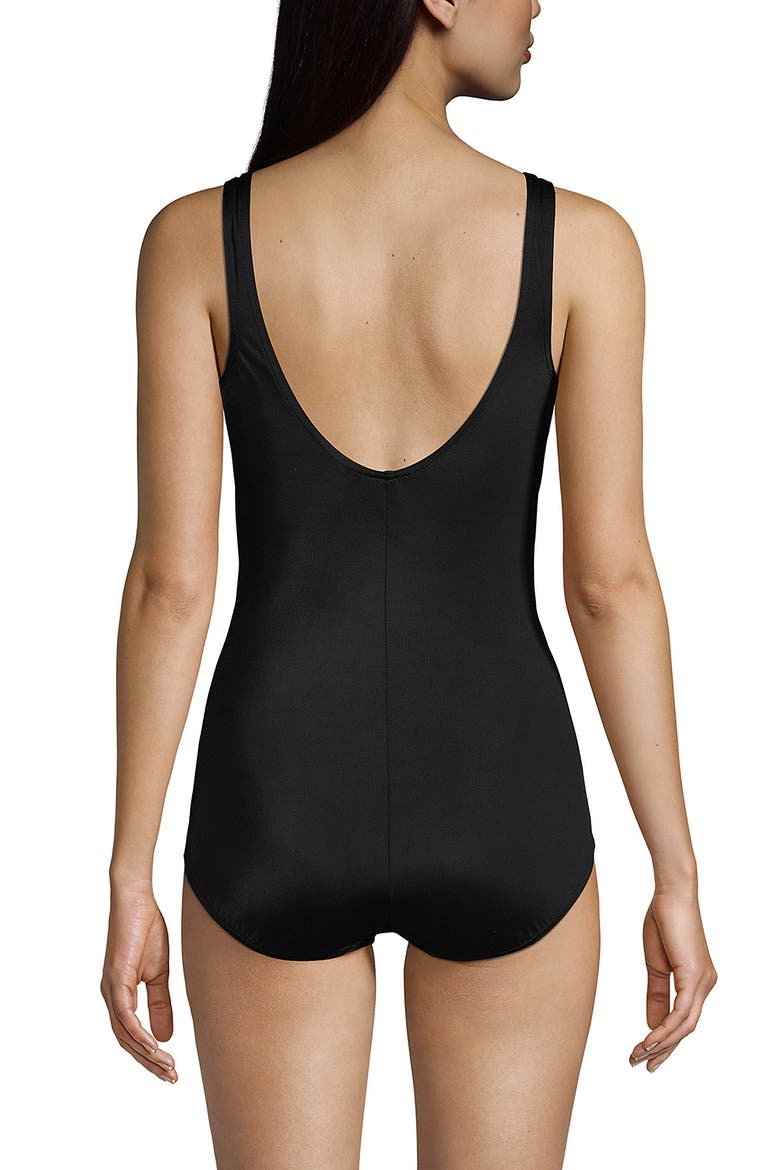 D-Cup Chlorine Resistant Scoop Neck Soft Cup Tugless Sporty One Piece Swimsuit Print, Alternate, color, Black