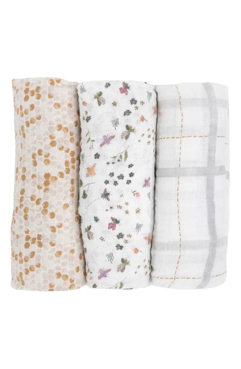 3-Pack Cotton Muslin Swaddle Blankets