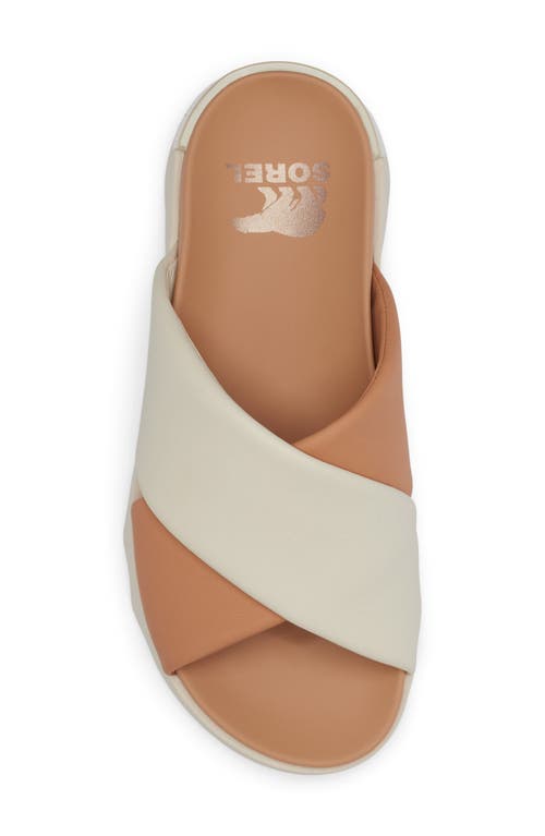 Sorel Viibe Bicolor Crisscross Slide Sandals In Honest Beige/chalk