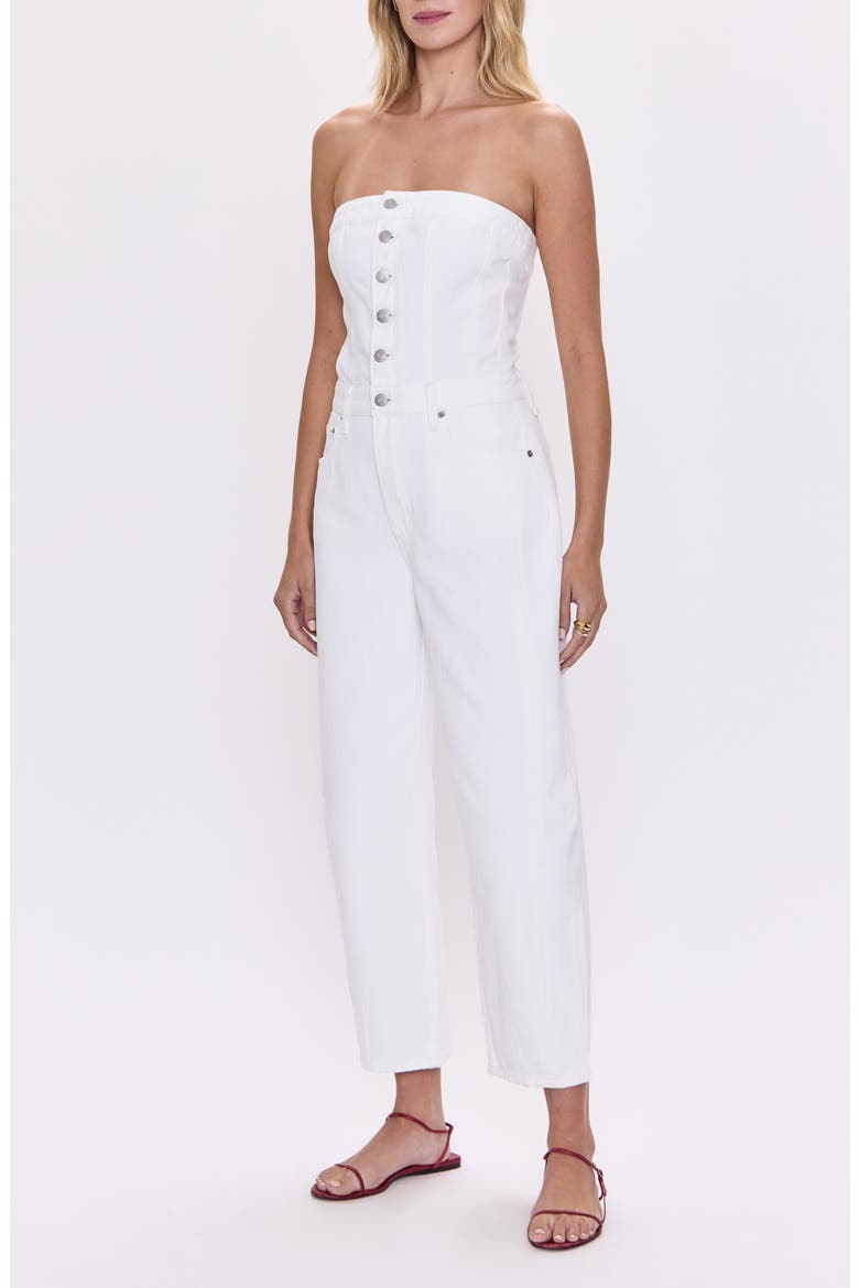 Daphine Strapless Denim Jumpsuit, Alternate, color, VIVID WHITE