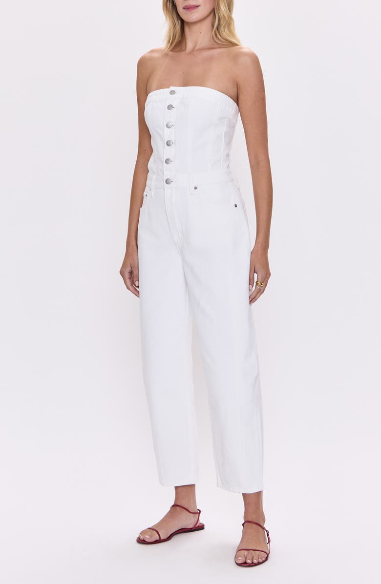 Pistola Daphine Strapless Denim Jumpsuit, Alternate, color, Vivid White