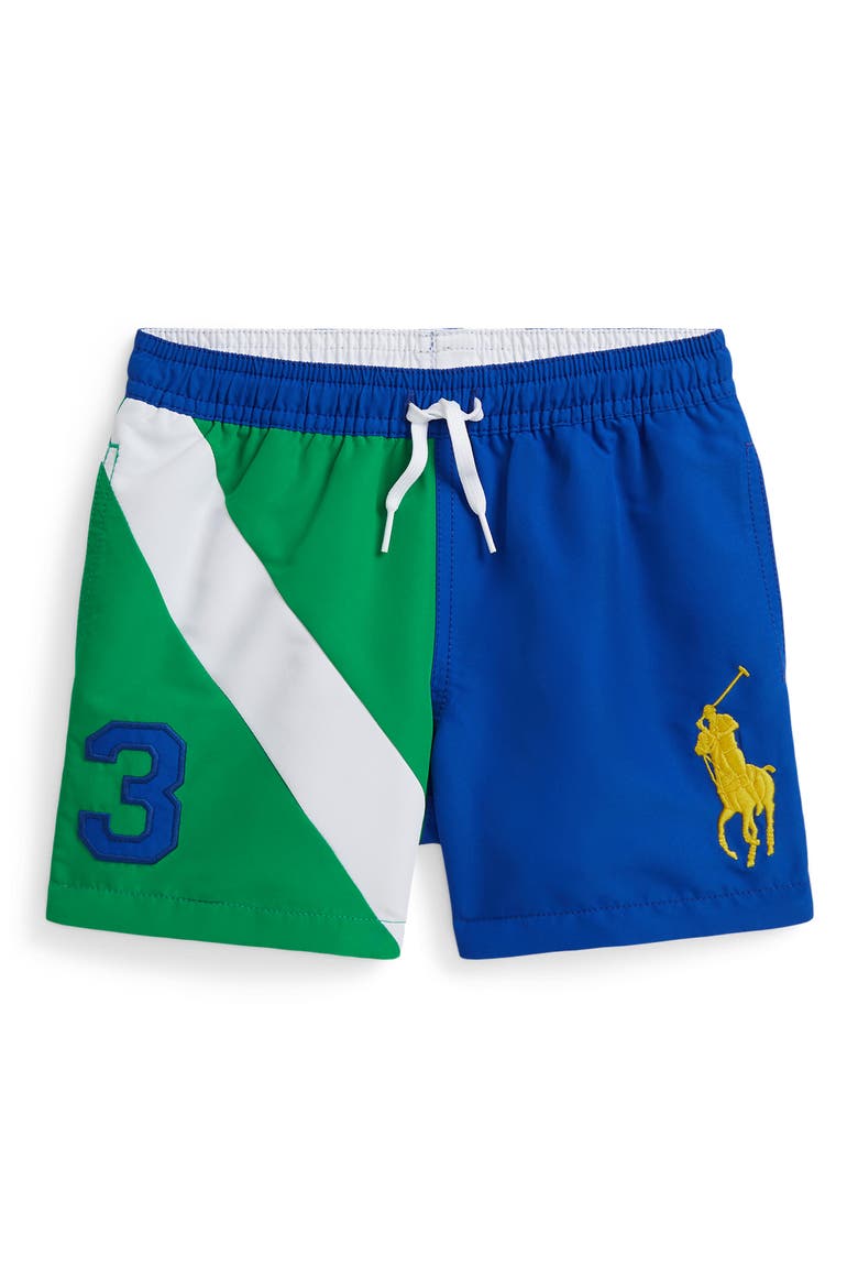 Kids' Print Swim Trunks, Main, color, GREEN BLUE