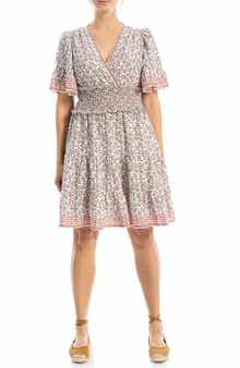 MAX STUDIO Short Sleeve Tiered Crepe Dress