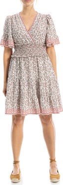 MAX STUDIO Short Sleeve Tiered Crepe Dress