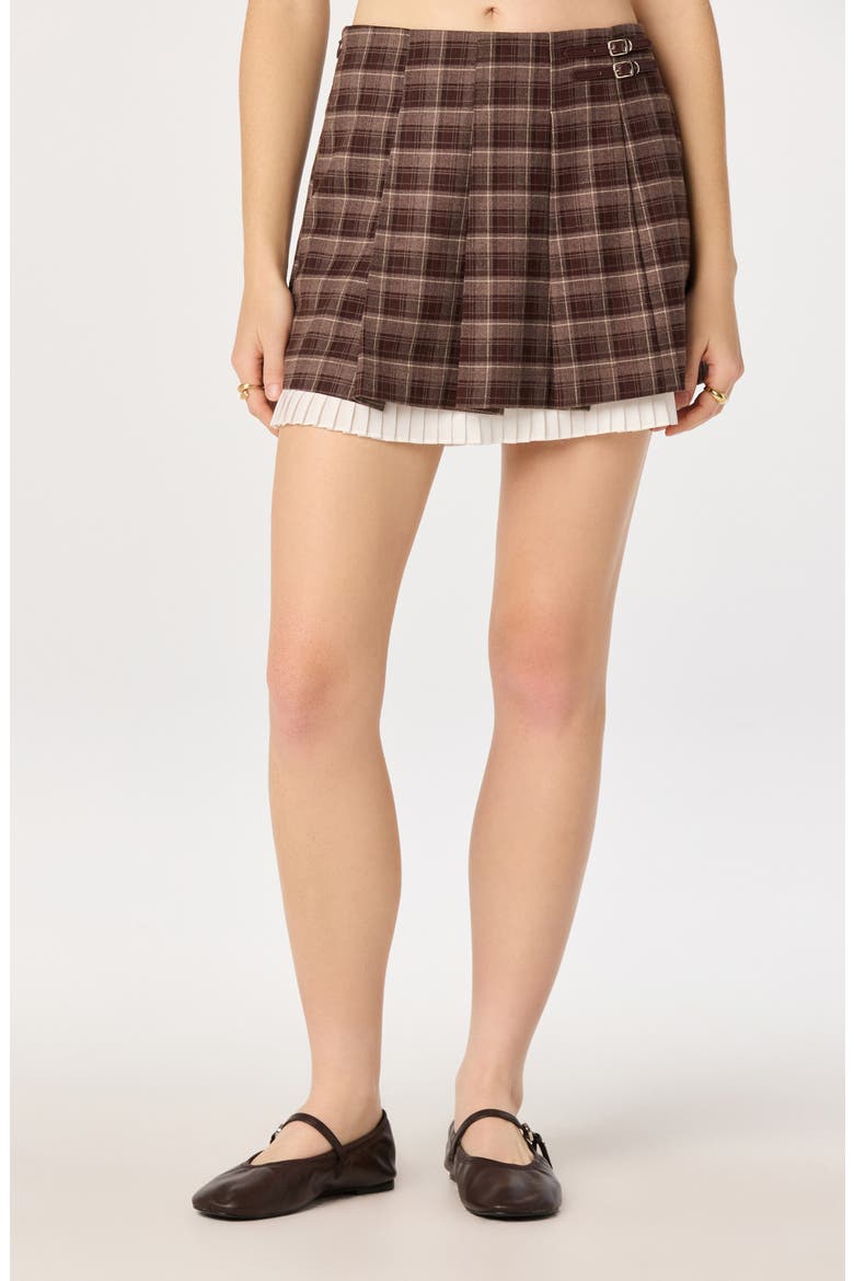 Melian Plaid Miniskirt, Main, color, BURGUNDY PLAID