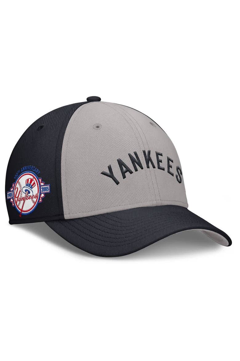 Men's Nike Navy/Gray New York Yankees Rise Swoosh Performance Flex Hat, Main, color, Navy