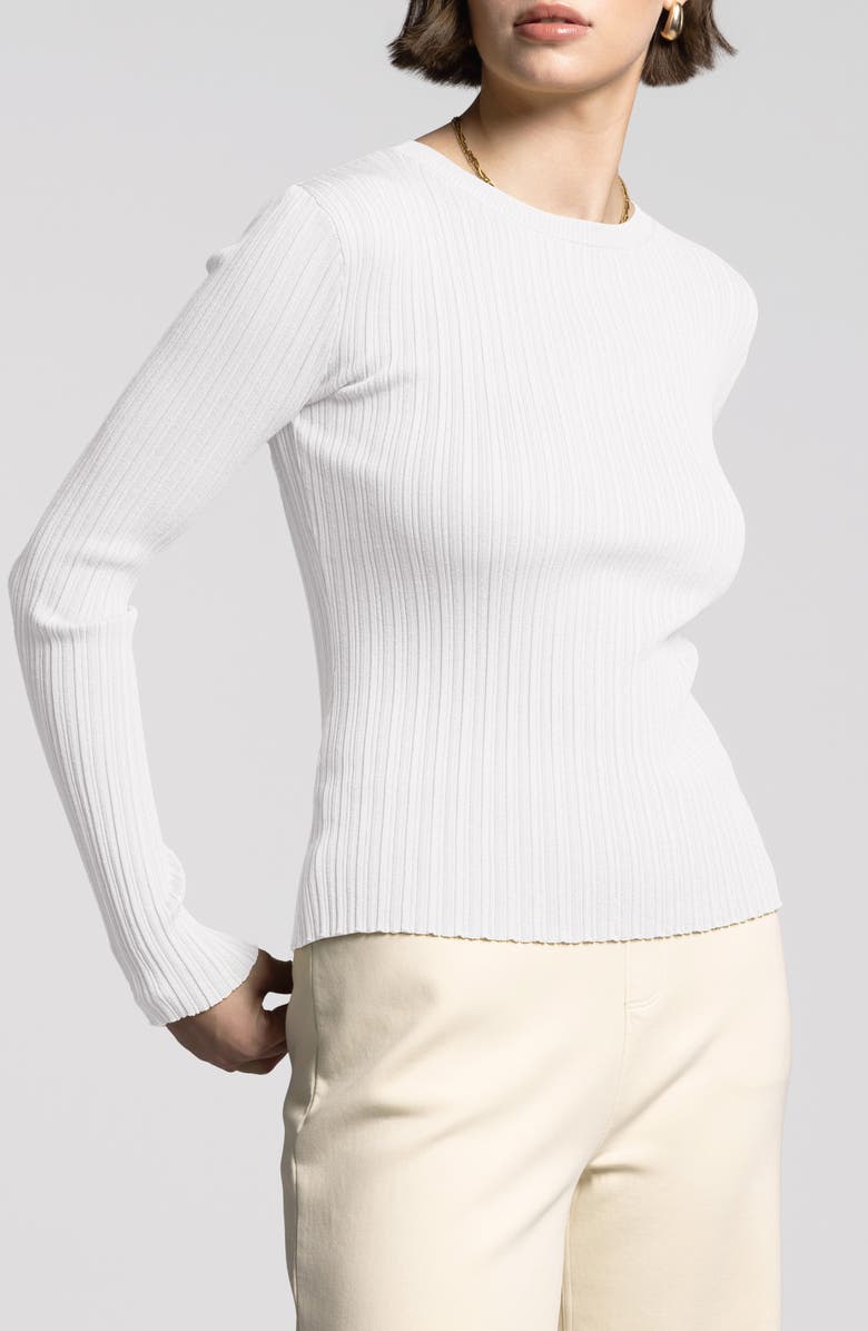 WEEKEND LOS ANGELES Eleanor Rib Crewneck Sweater, Alternate, color, Blanc