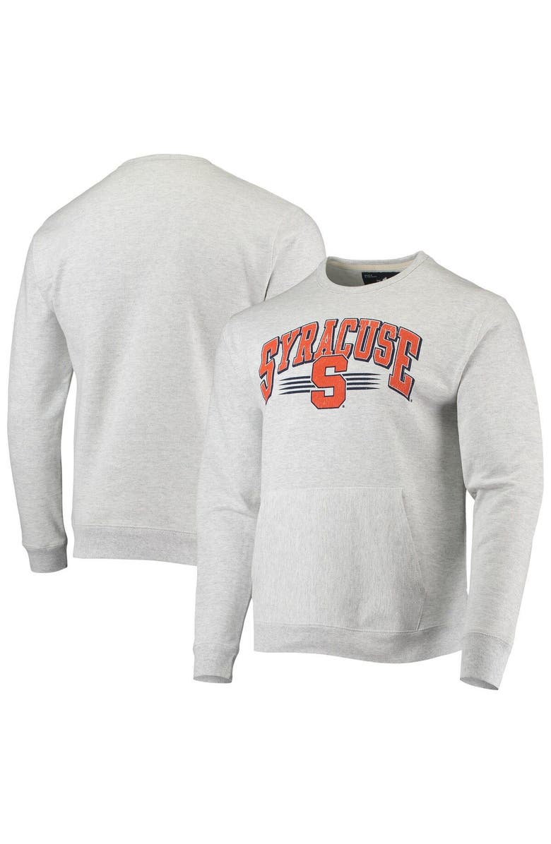 LEAGUE COLLEGIATE WEAR Men's League Collegiate Wear Heathered Gray Syracuse Orange Upperclassman Pocket Pullover Sweatshirt, Main, color,