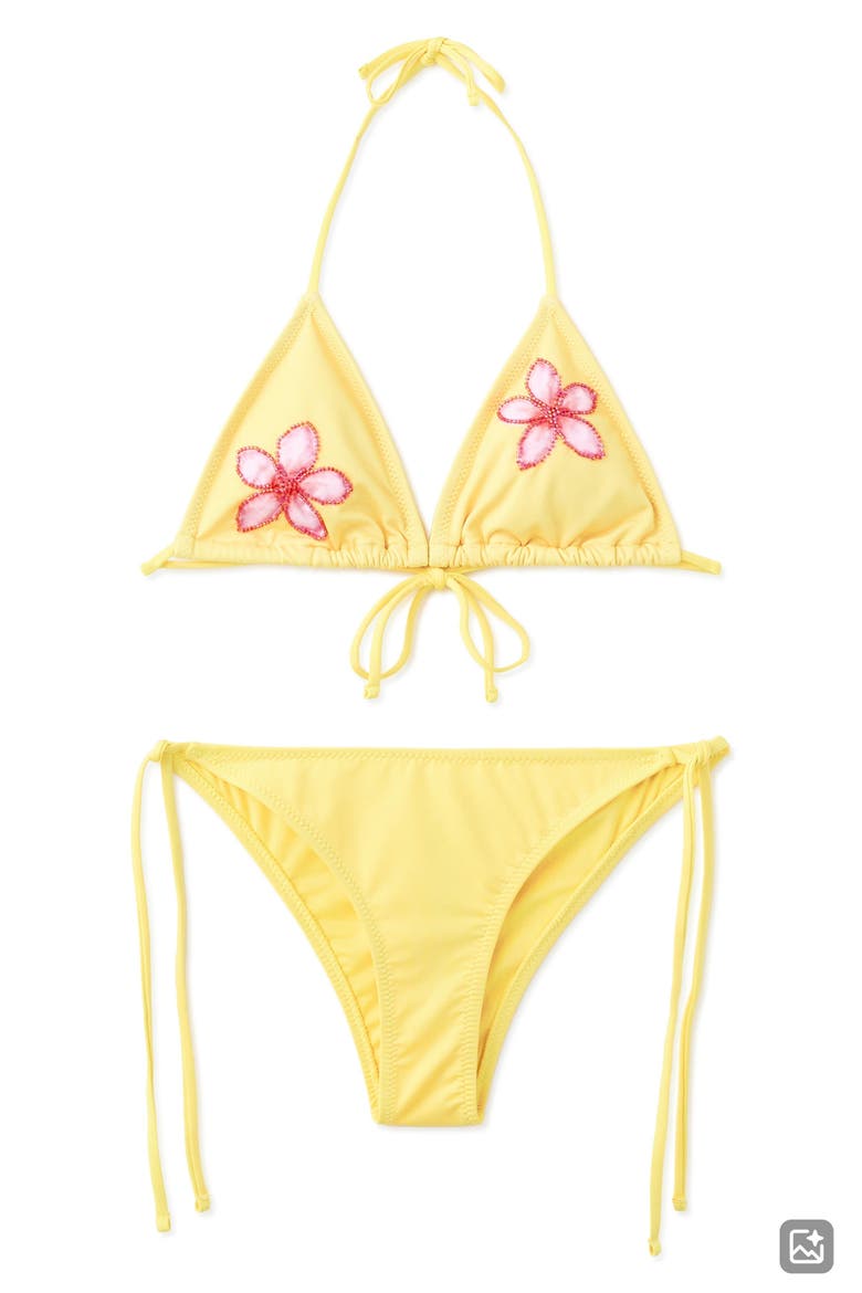 Beaded Two-Piece Swimsuit, Alternate, color, YELLOW