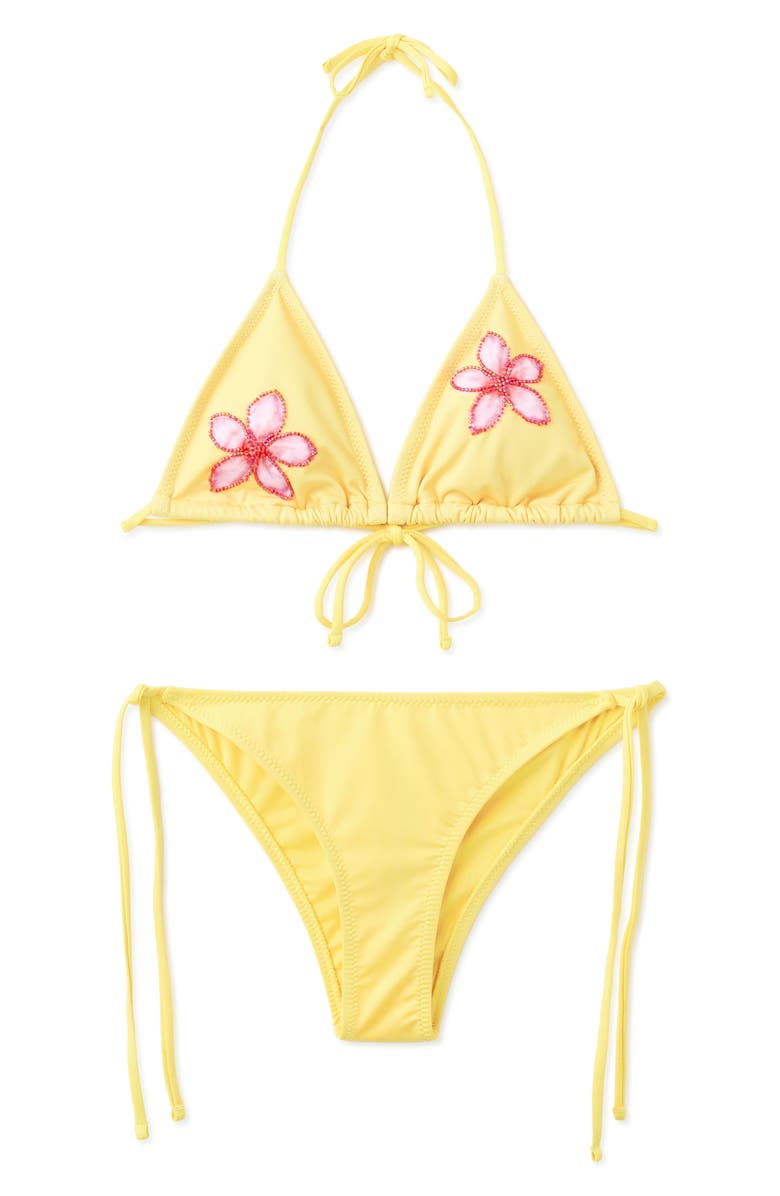 MANGO TEEN Beaded Two-Piece Swimsuit, Alternate, color, Yellow
