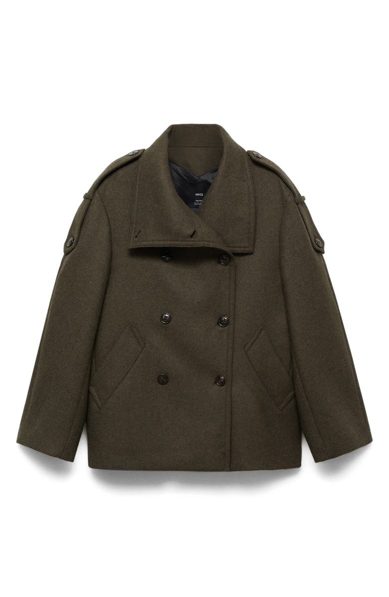 MANGO Double Breasted Coat, Alternate, color, Khaki Brown