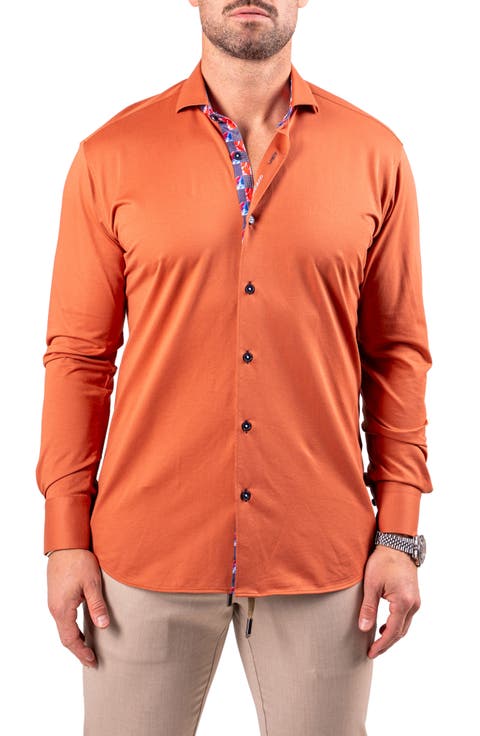 Einstein Resistance Contemporary Fit Knit Button-Up Shirt