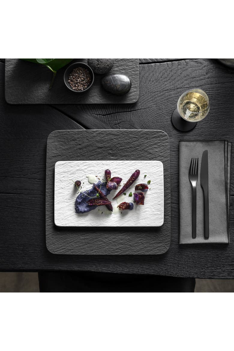 Manufacture Rock blanc Rectangular Multifunctional Plate, Alternate, color, white