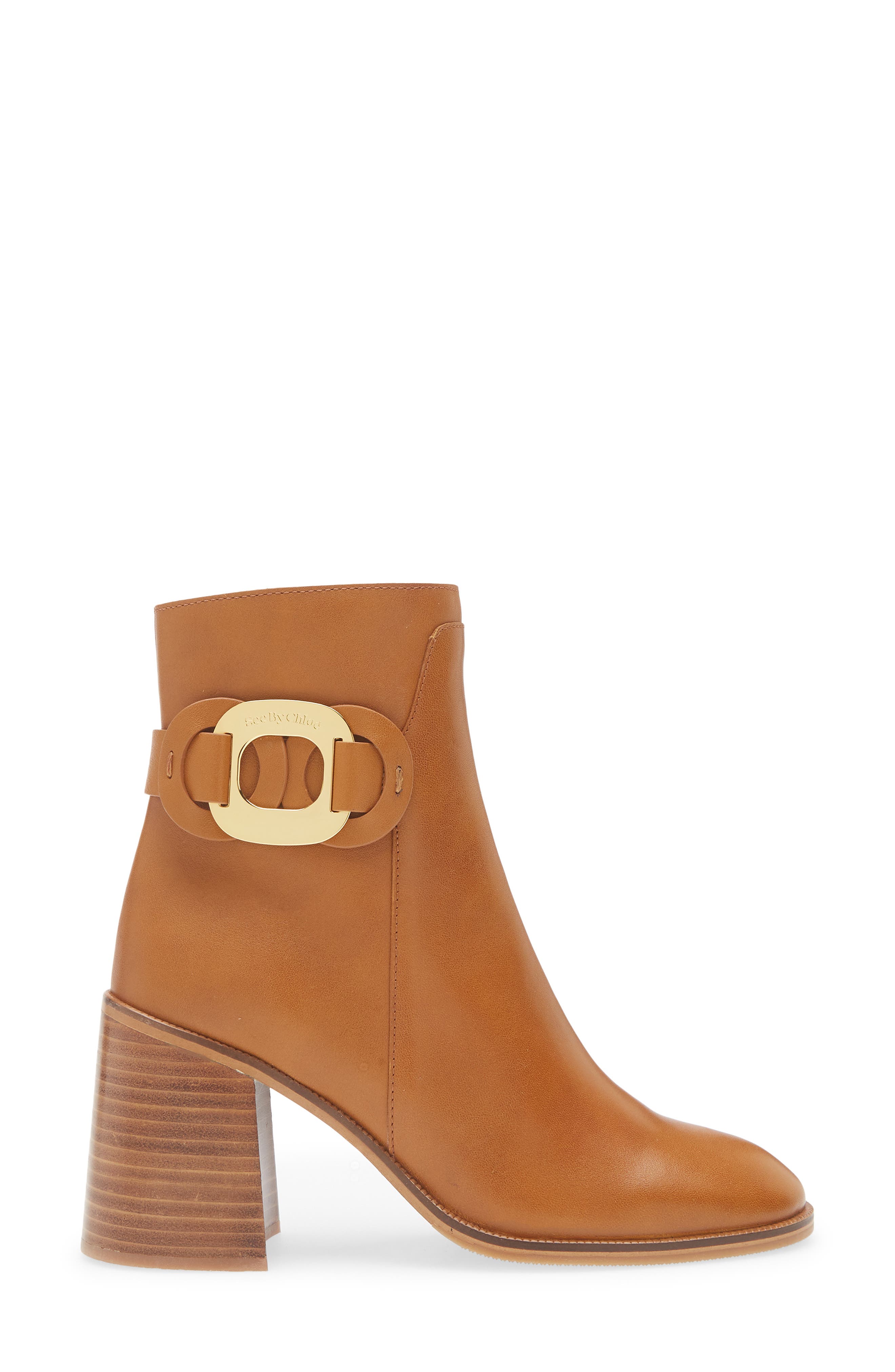 See by Chloé Chany Stacked Heel Bootie, Alternate, color, Gold