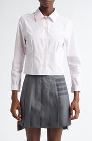 Thom Browne Stripe Crop Cotton Button-Up Shirt