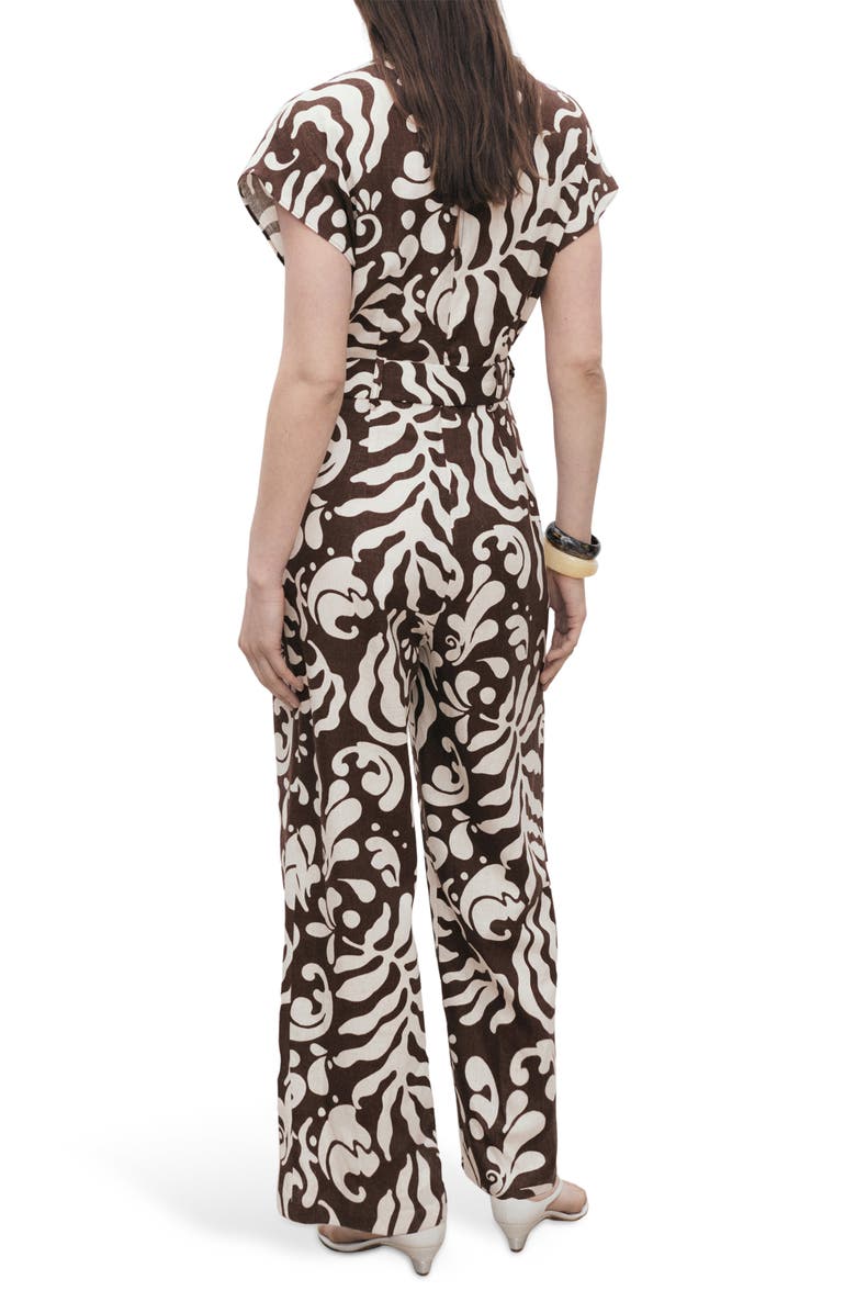 MANGO Print Wide Leg Linen Blend Jumpsuit, Alternate, color,