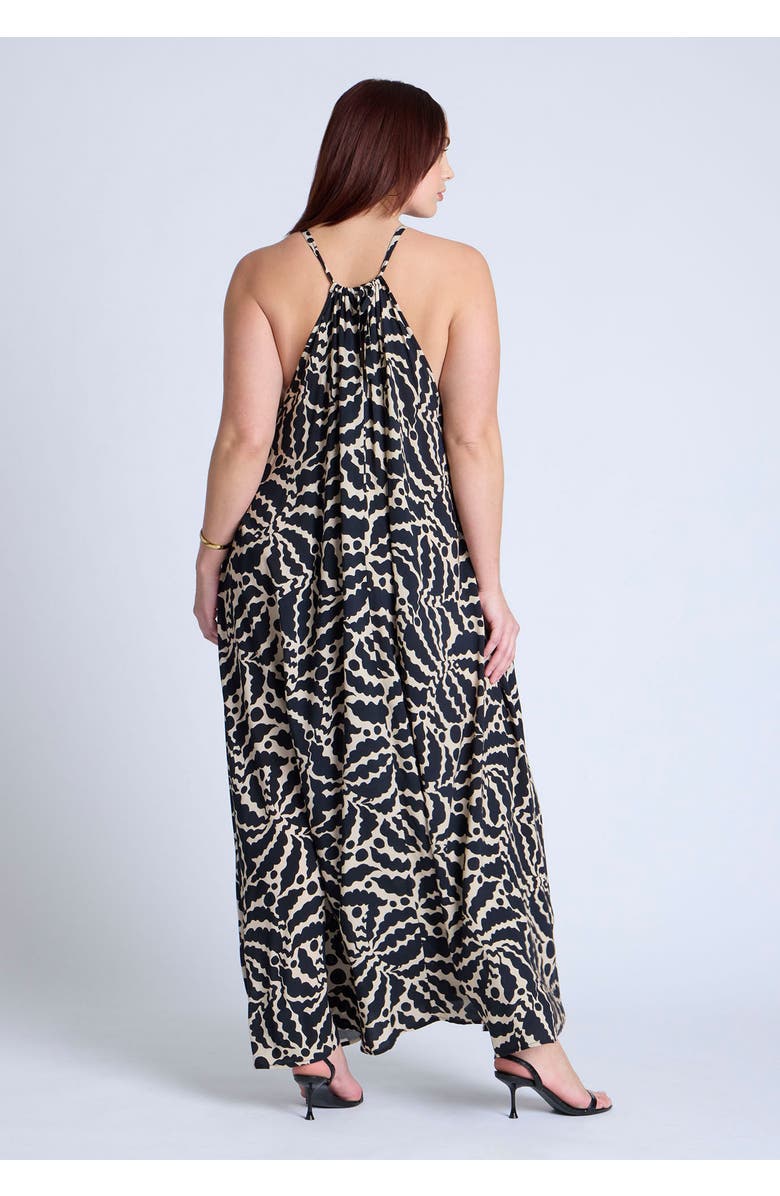 ELOQUII Hardware Detail Trapeze Maxi Dress, Alternate, color, Crinkle Cut Fauna