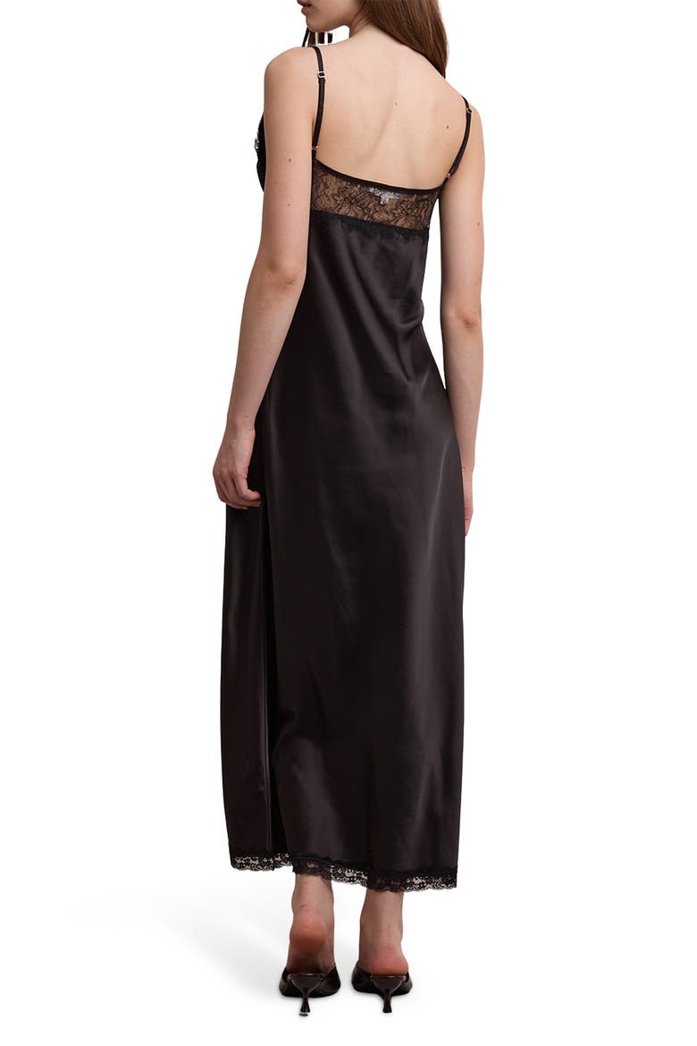 Lace Trim Sleeveless Mermaid Slipdress, Alternate, color, BLACK