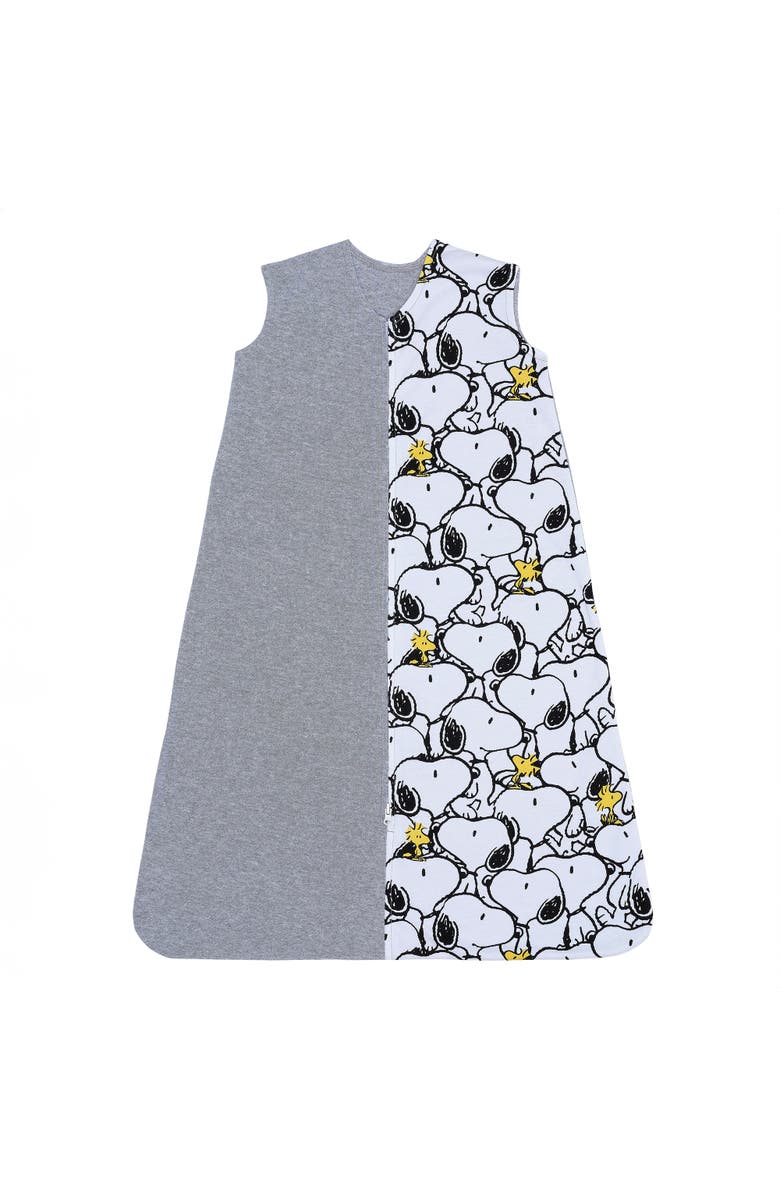 Lambs & Ivy Snoopy & Woodstock Breathable Cotton Jersey Baby Wearable Blanket, Main, color, White