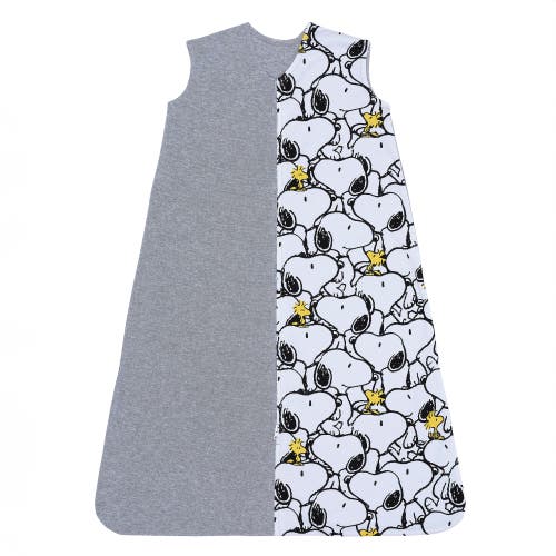 Lambs & Ivy Snoopy & Woodstock Breathable Cotton Jersey Baby Wearable Blanket In Gray
