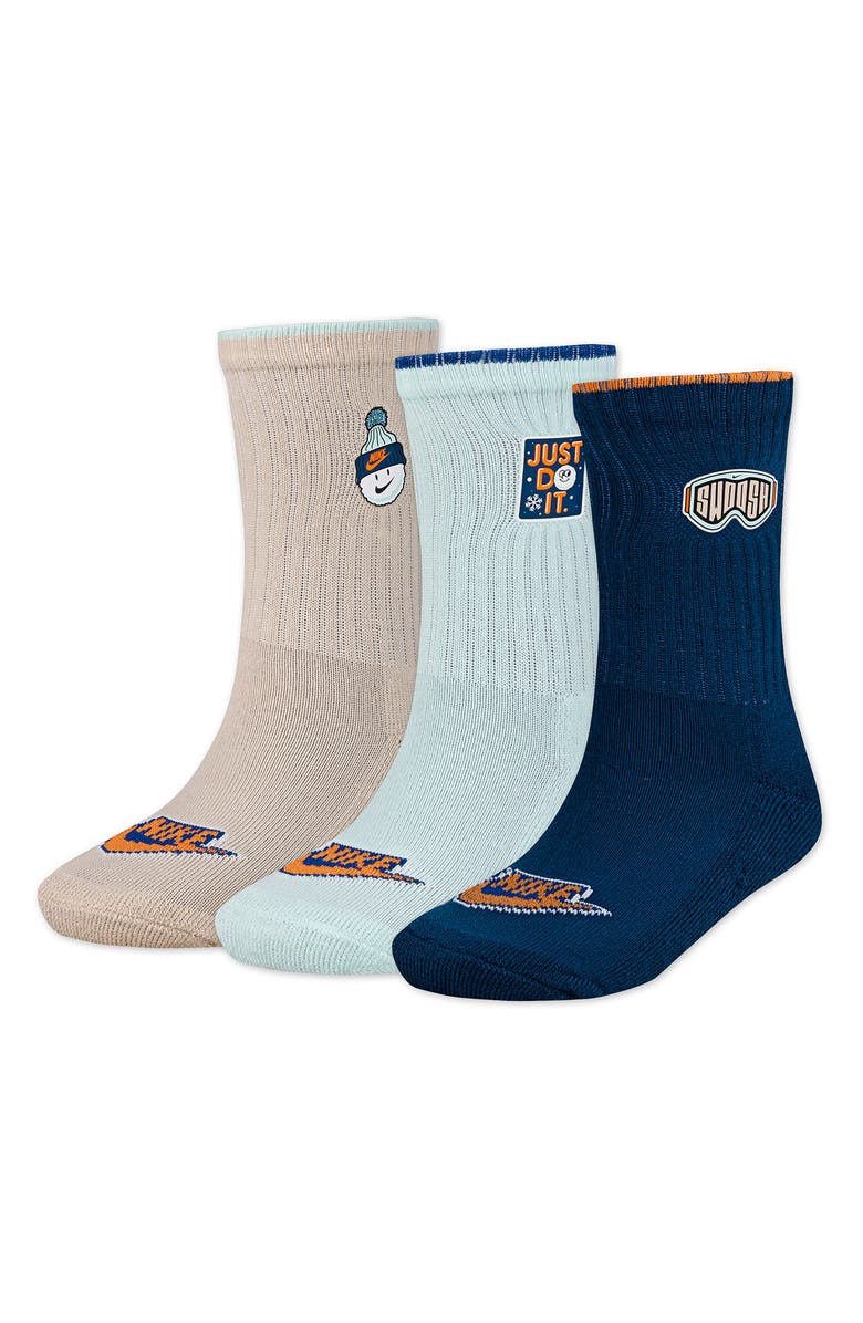 Nike Snow Way 3-Pack Assorted Crew Socks, Main, color, Sanddrift